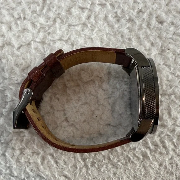 Diesel Oversized Grayed Out Black Dial with Brown Leather‎ Strap Watch Men’s